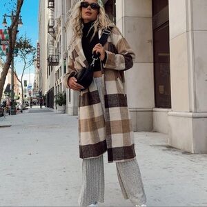 Princess Polly XX Checkered Jacket in Brown and Cream